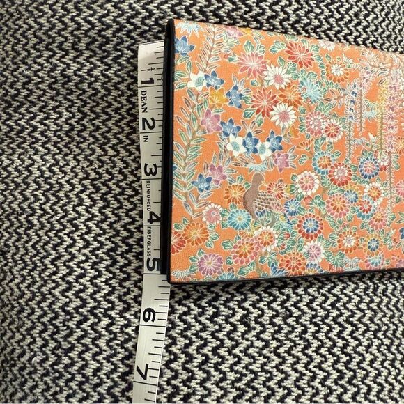 Japanese Silk & Leather Portfolio Clutch Wallet w/Kiss-lock Coin Pocket - Picture 10 of 10